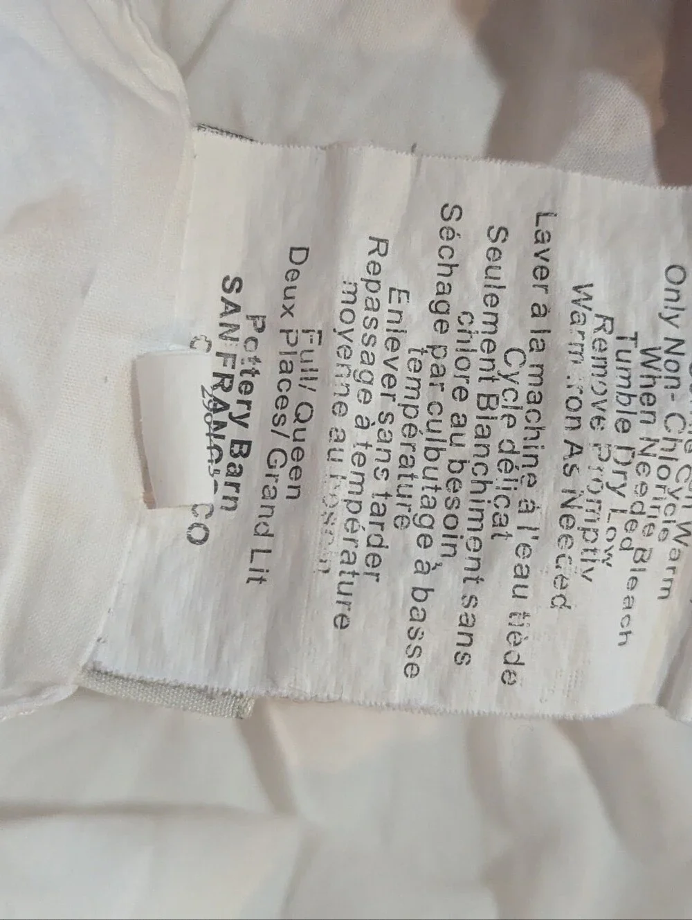 Pottery Barn Hadley Ruched Duvet Cover Full Queen White Voile Cotton Romantic